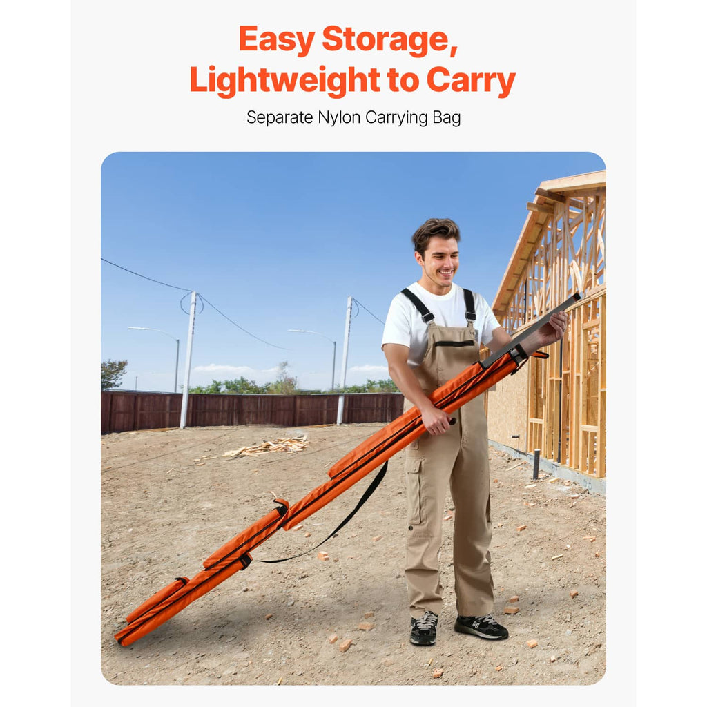 Orange-and-black torpedo level set shown with separate carrying bag for storage