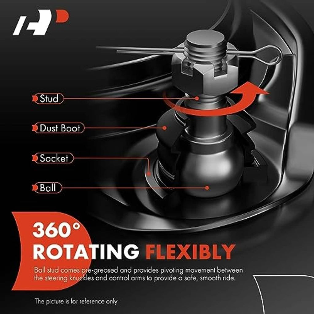Upper control arm ball-joint assembly with stud, socket, and dust boot shown