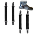 Set of four black elastic boot straps with adjustable buckles and clip ends