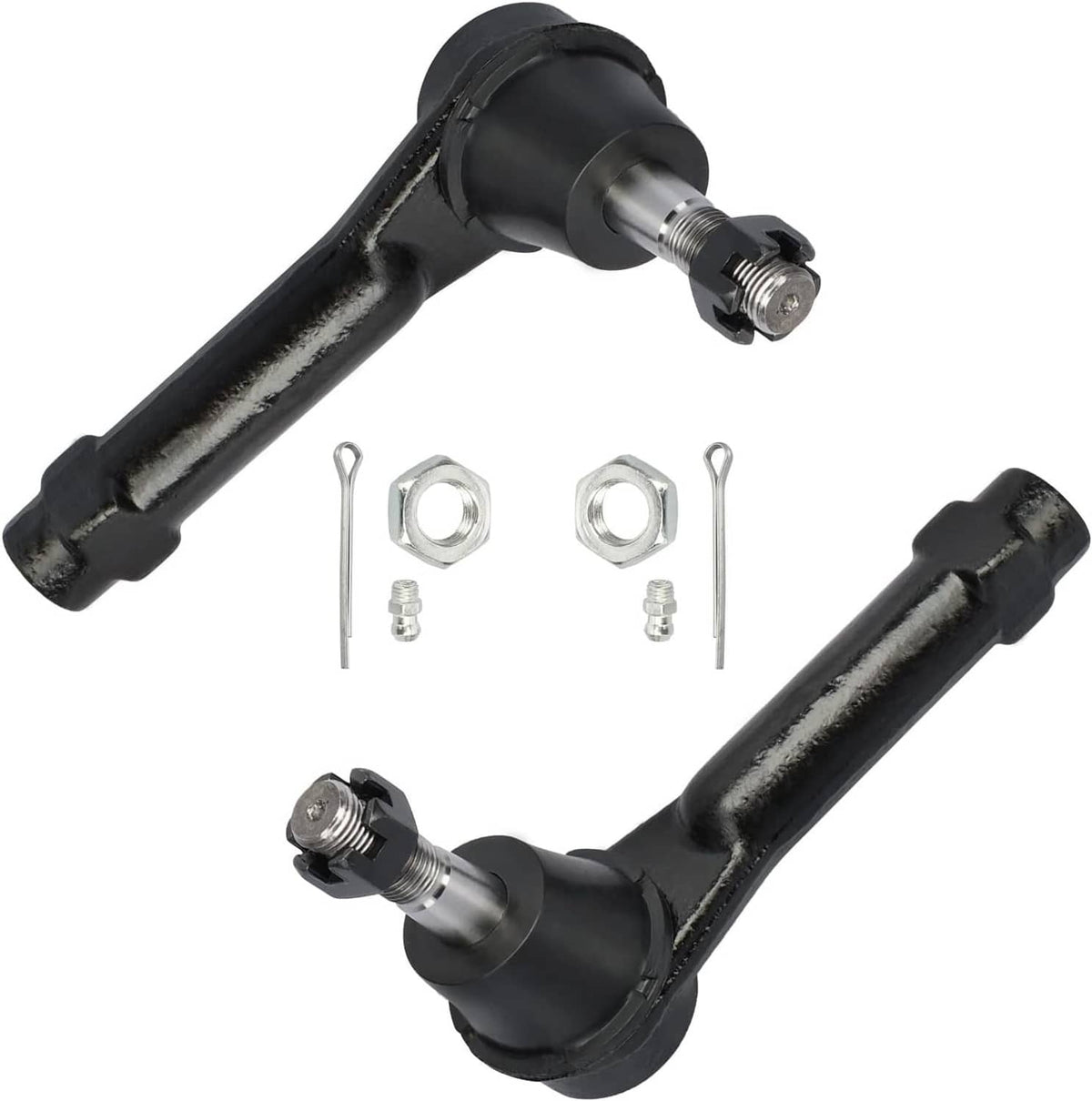 Front steering link and tie rod assembly kit, black metal arms with nuts