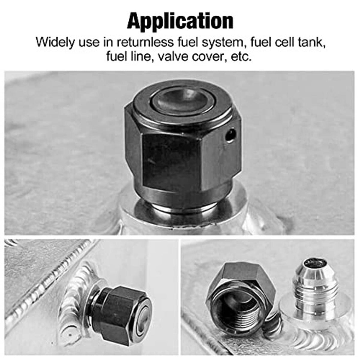 Black 10AN flare cap block-off plug, hex body with threaded opening