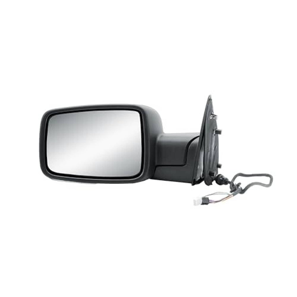 Driver-side door mirror rear view with mounting bracket and attached wiring