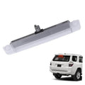 Center high mount third brake light with clear housing and gray lens, rectangular bar