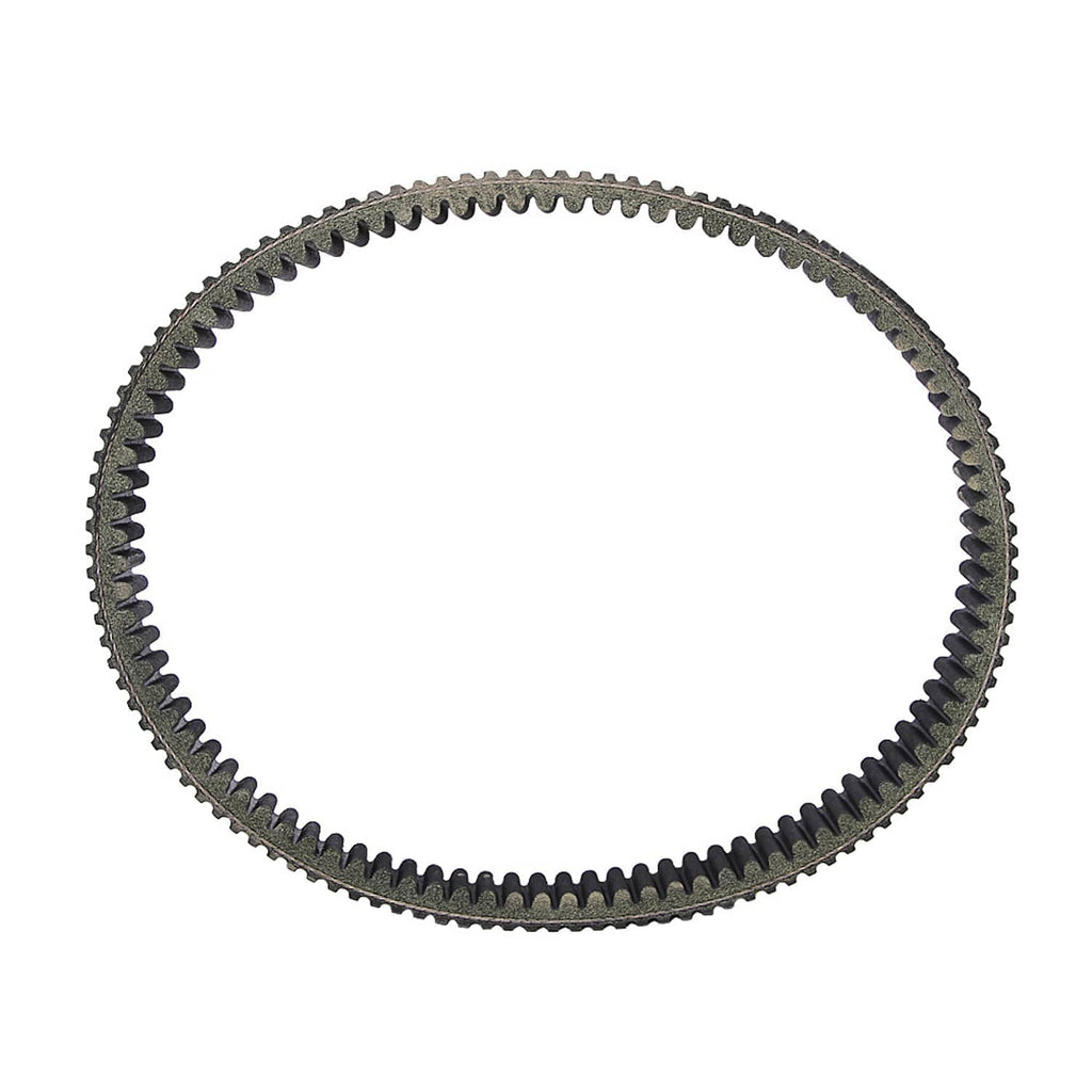 Black drive belt loop with gray traction strip and serrated tooth pattern