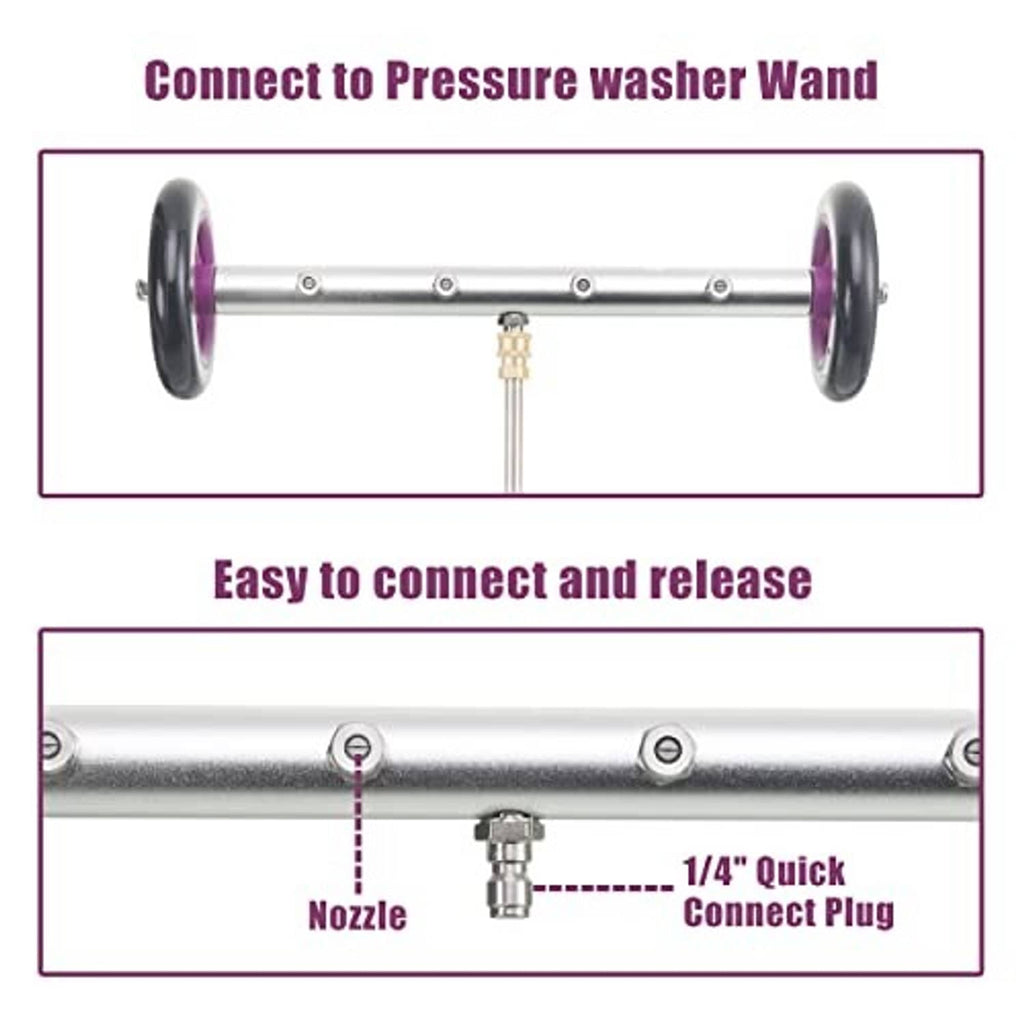 Undercarriage cleaner extension wand showing quick-connect nozzle plug connection