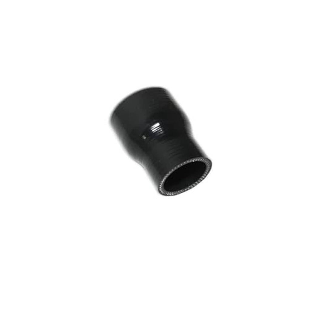 Black silicone straight reducer hose fitting, one flared opening.