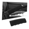 Black car handbrake lever cover with waved shape, flexible protective sleeve