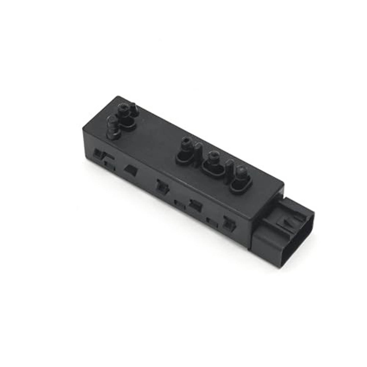 Black power seat control switch module with four round buttons and wiring plug