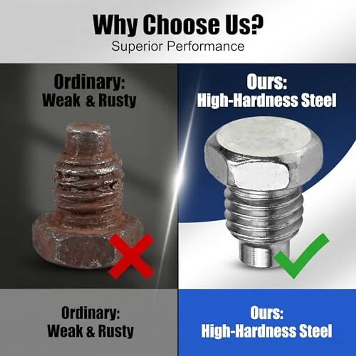 High-hardness steel hex-head threaded floor jack handle bolt with clean silver threads