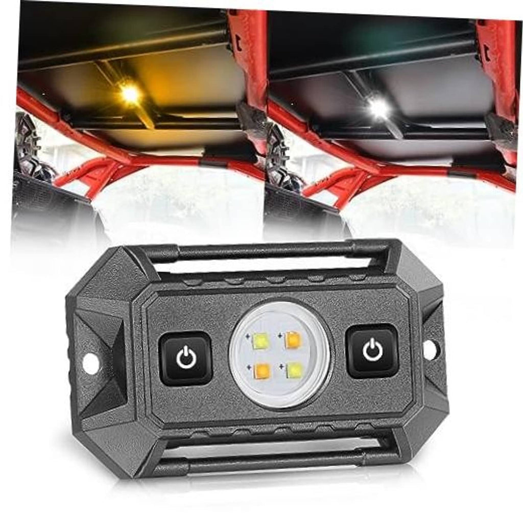 Dark gray UTV dome light with circular LED array and two power buttons
