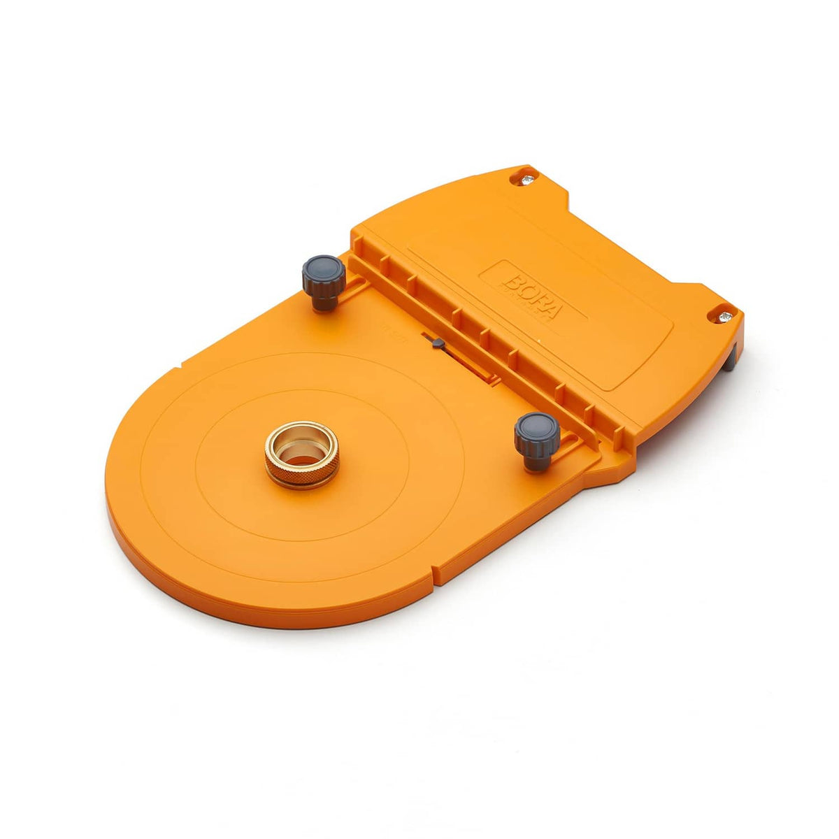 Orange Bora router dado jig base with router guide mount and center bushing ring