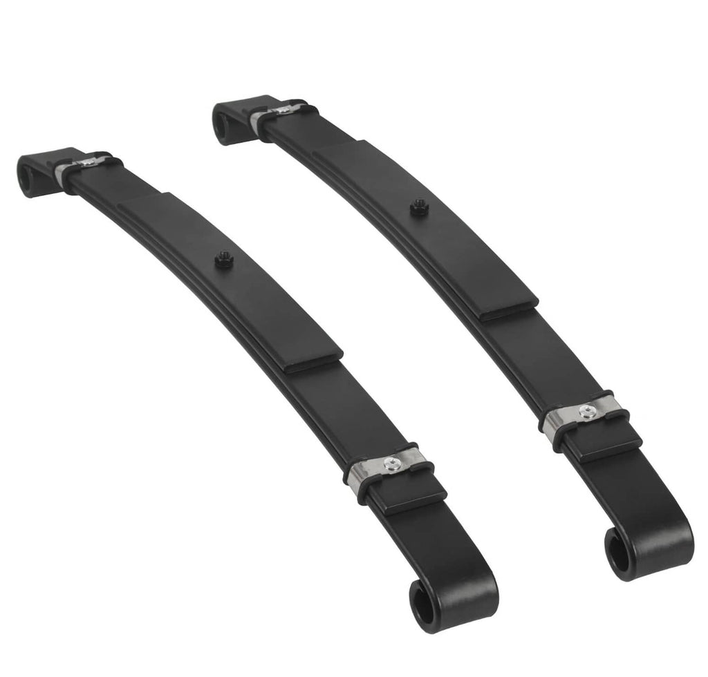Black rear leaf springs with mounting plates and round bushing ends (set of 2)