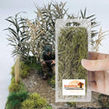 Miniature model shrub bushes in retail pack, mixed green and tan foliage