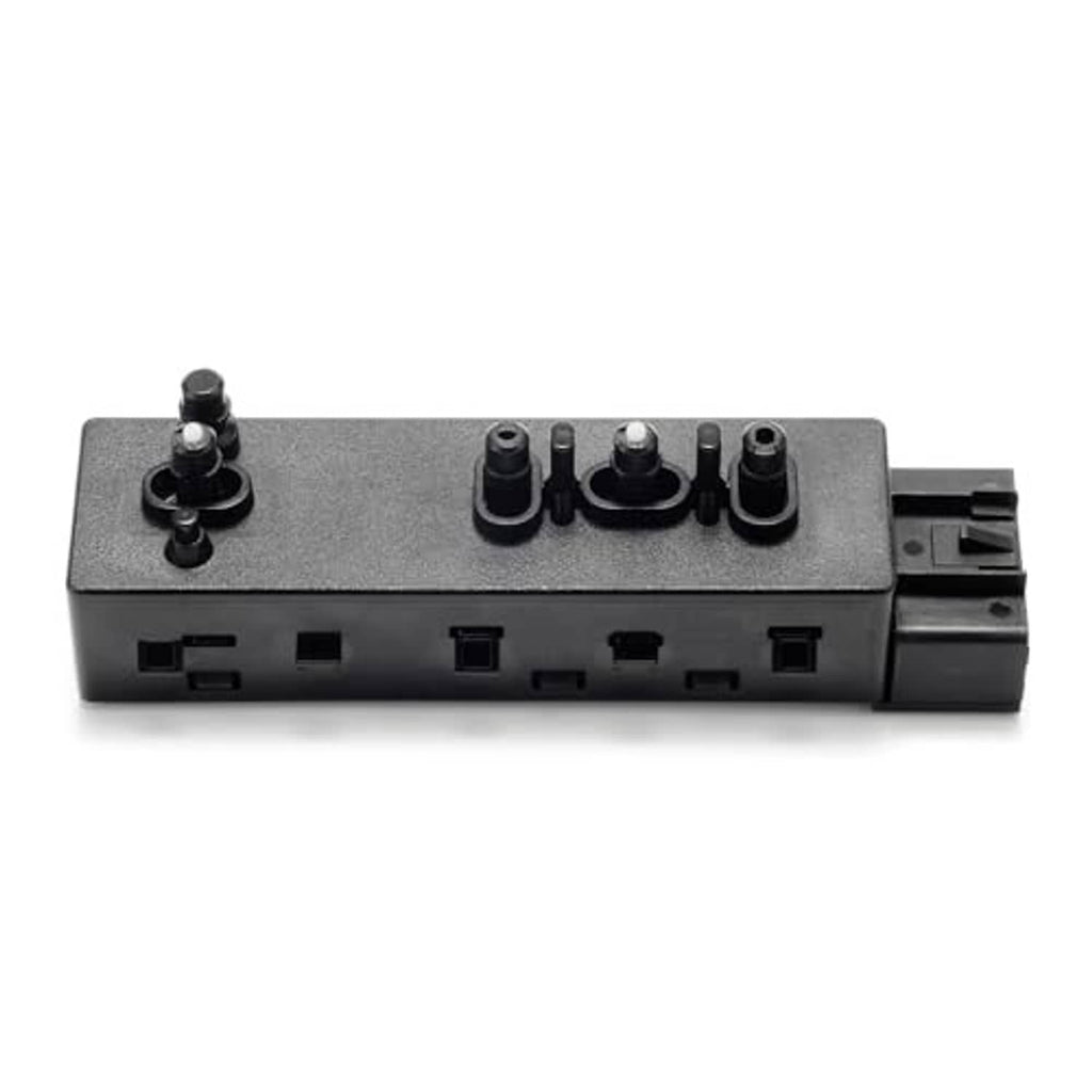 Power seat switch with control buttons on front and multi-pin connector on side