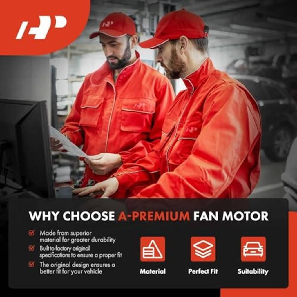 Radiator fan motor and mechanic installing in engine compartment