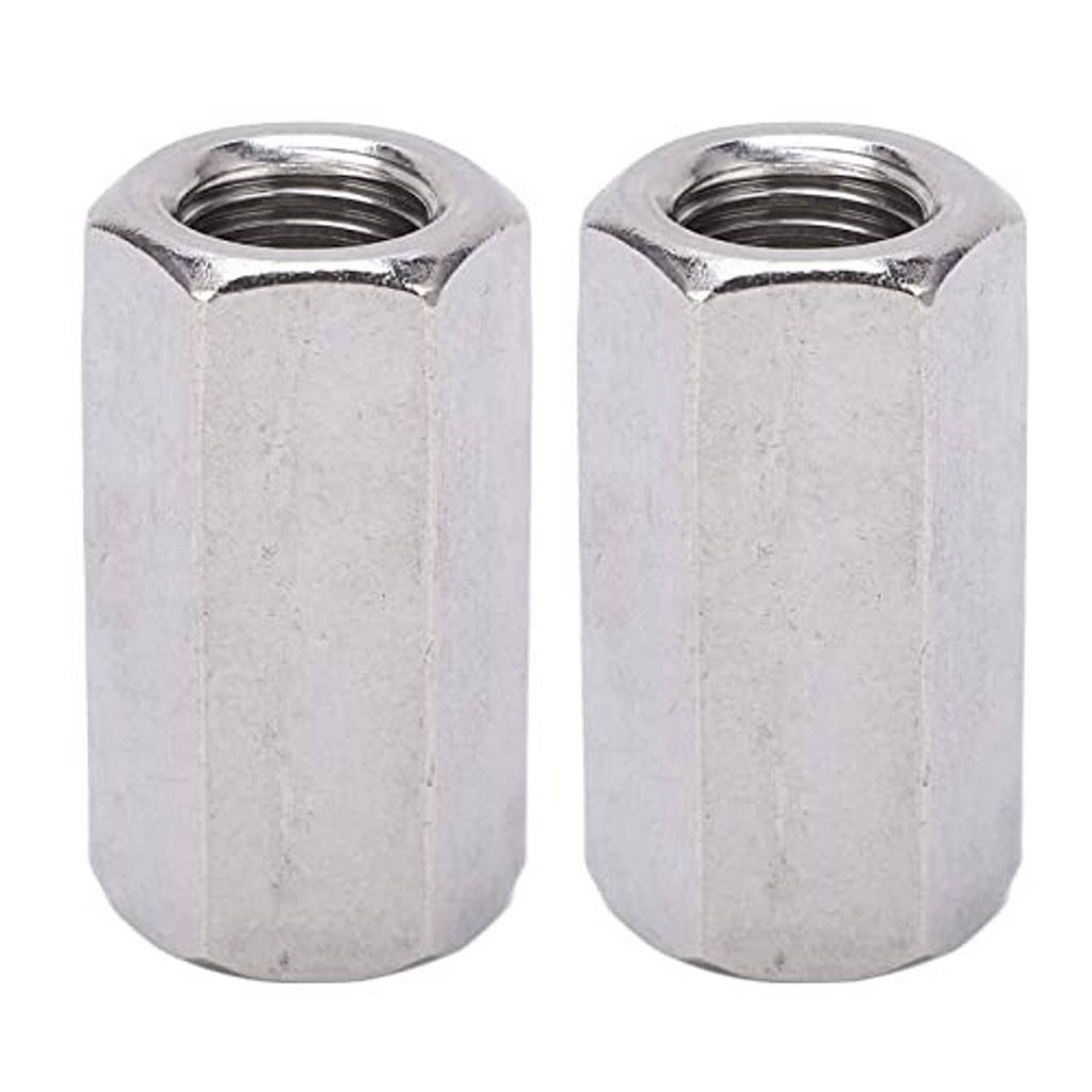 Pair of 304 stainless steel hex coupling nuts with internal threads, 2-pack