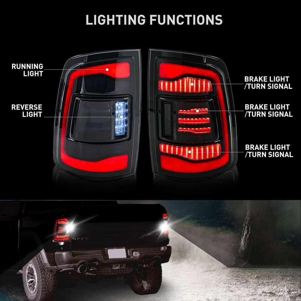 LED tail light pair showing running, reverse, and brake/turn light sections
