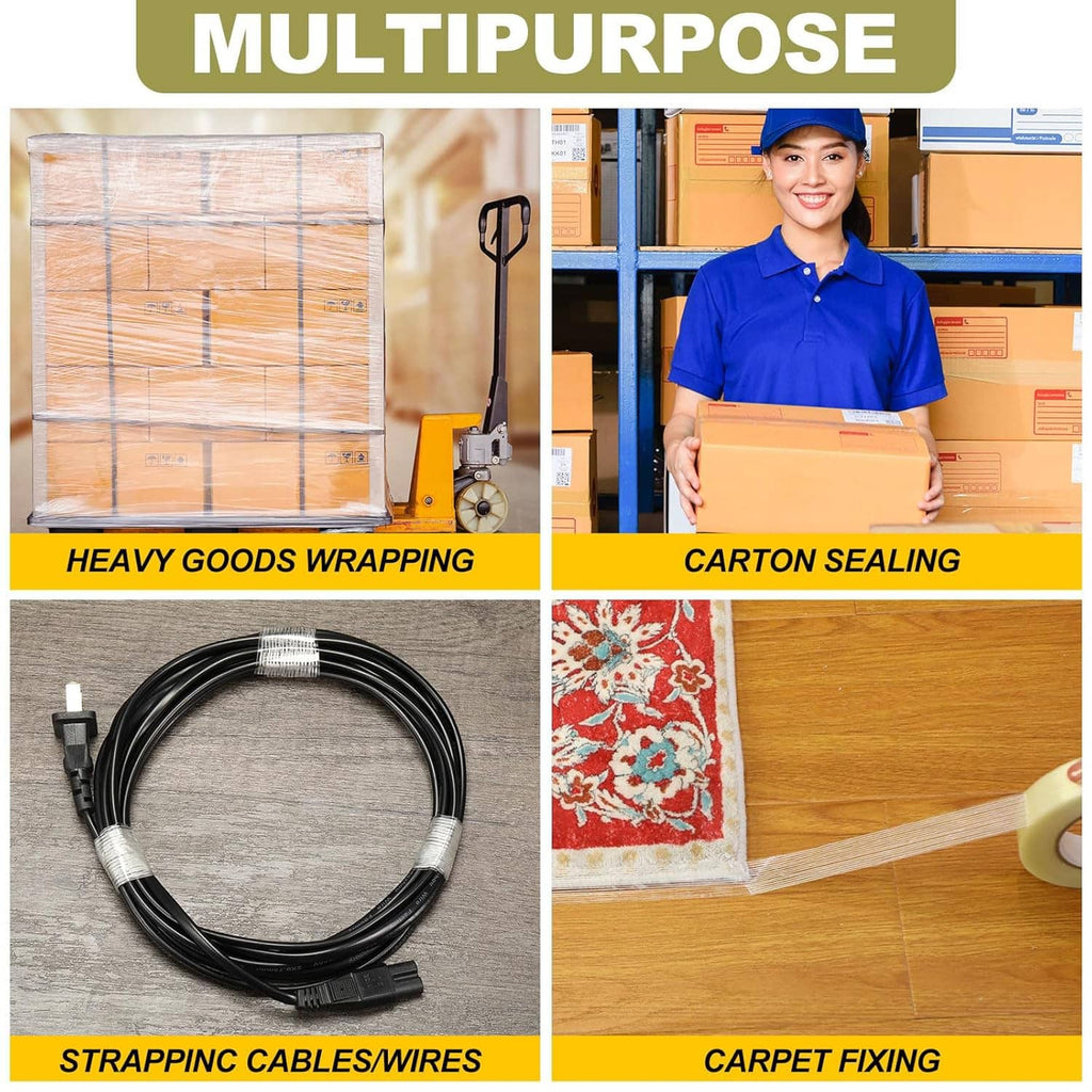 Strapping tape roll set for packaging, bundling, and securing items