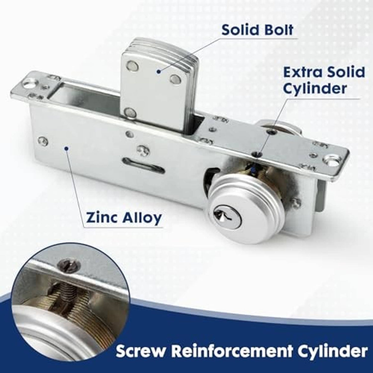 Zinc alloy mortise door lock body with solid bolt and reinforced cylinder