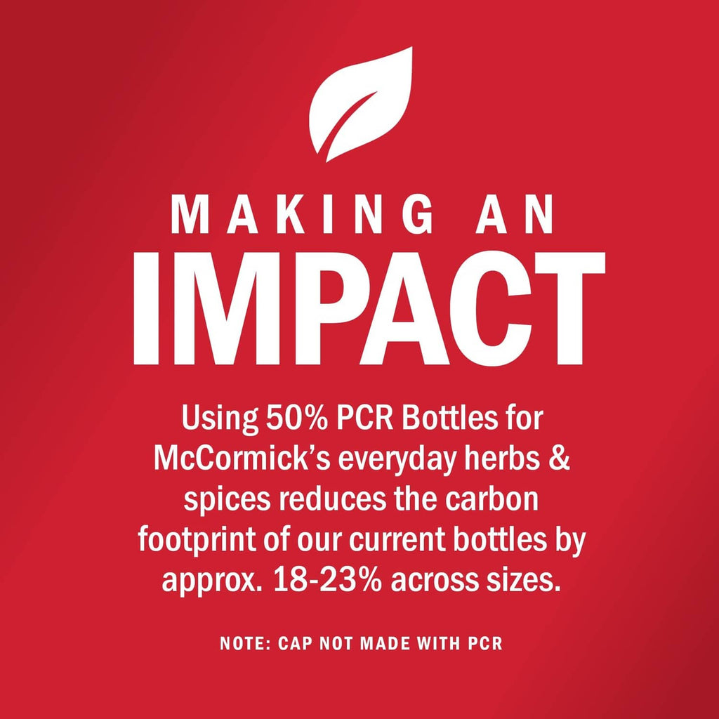 McCormick sustainability graphic with leaf icon and impact message