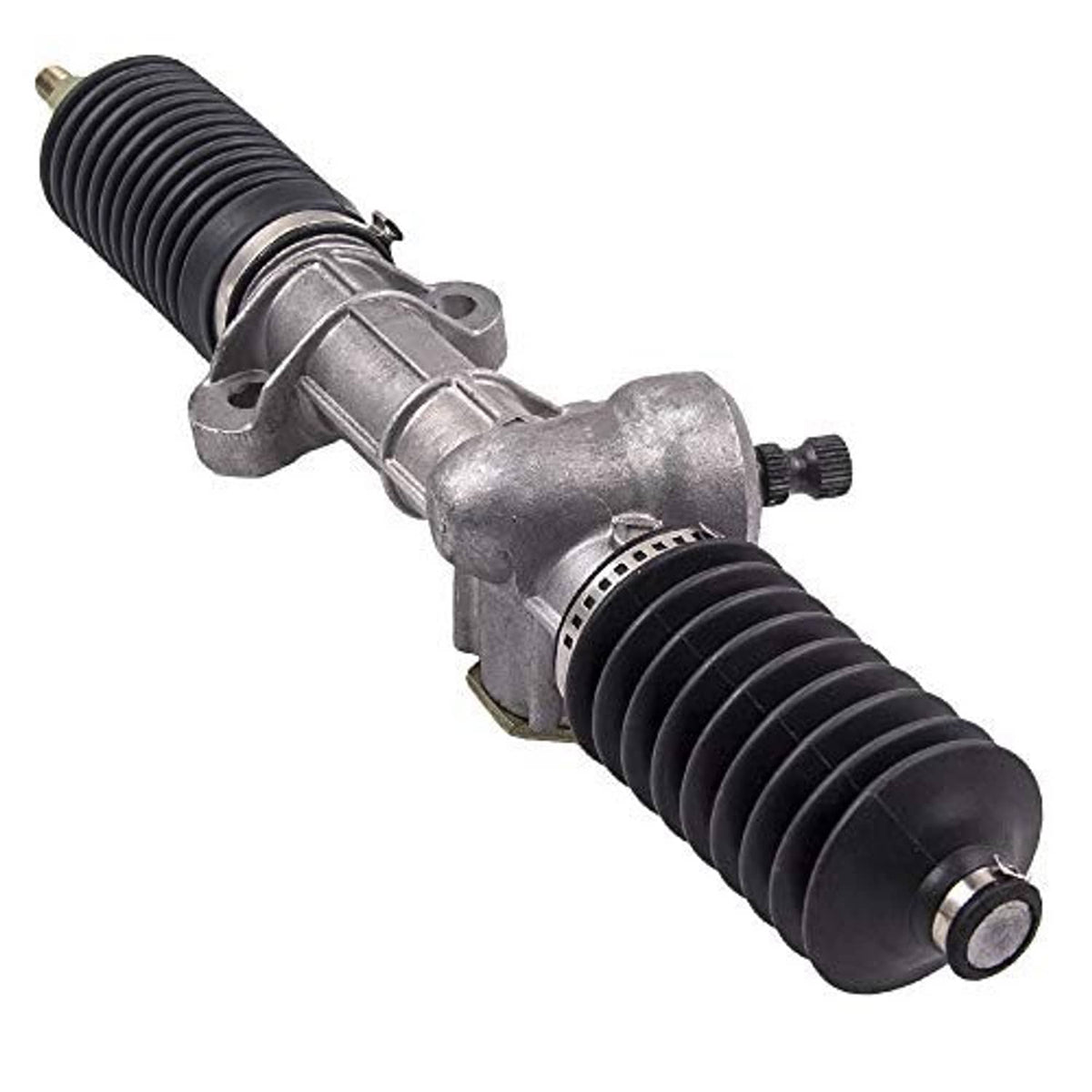 Steering gear box assembly with black corrugated boots and side adjustment knob
