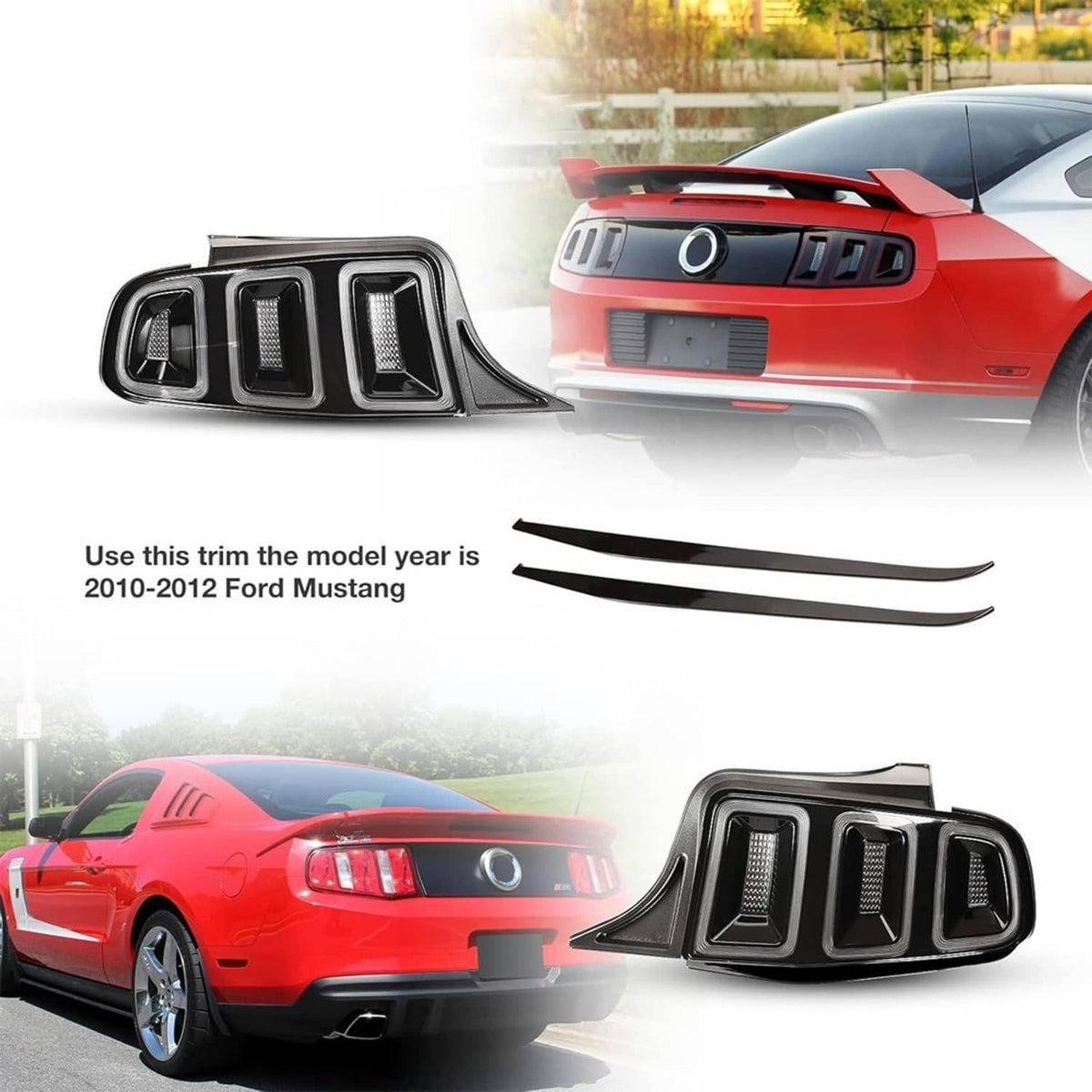 Black LED tail light with red brake and clear white reverse illumination