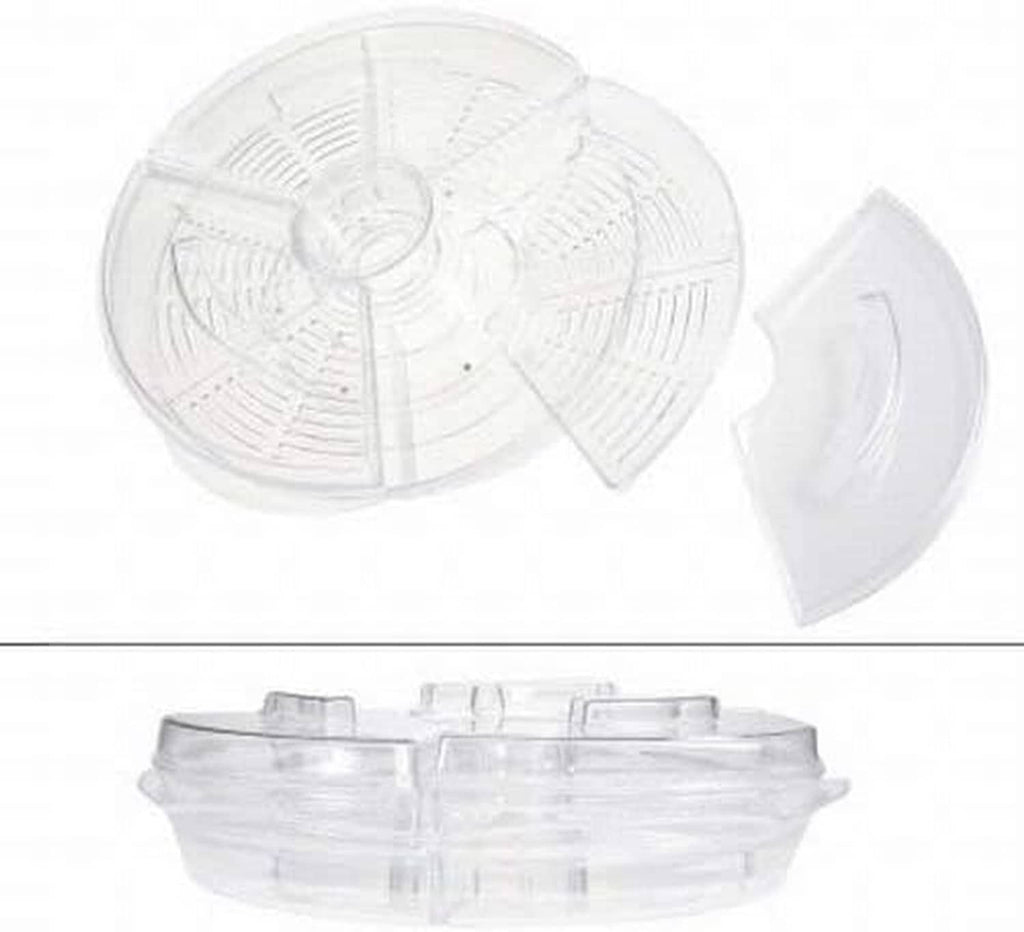 Clear 16-inch round appetizer ice tray lids, two pieces shown
