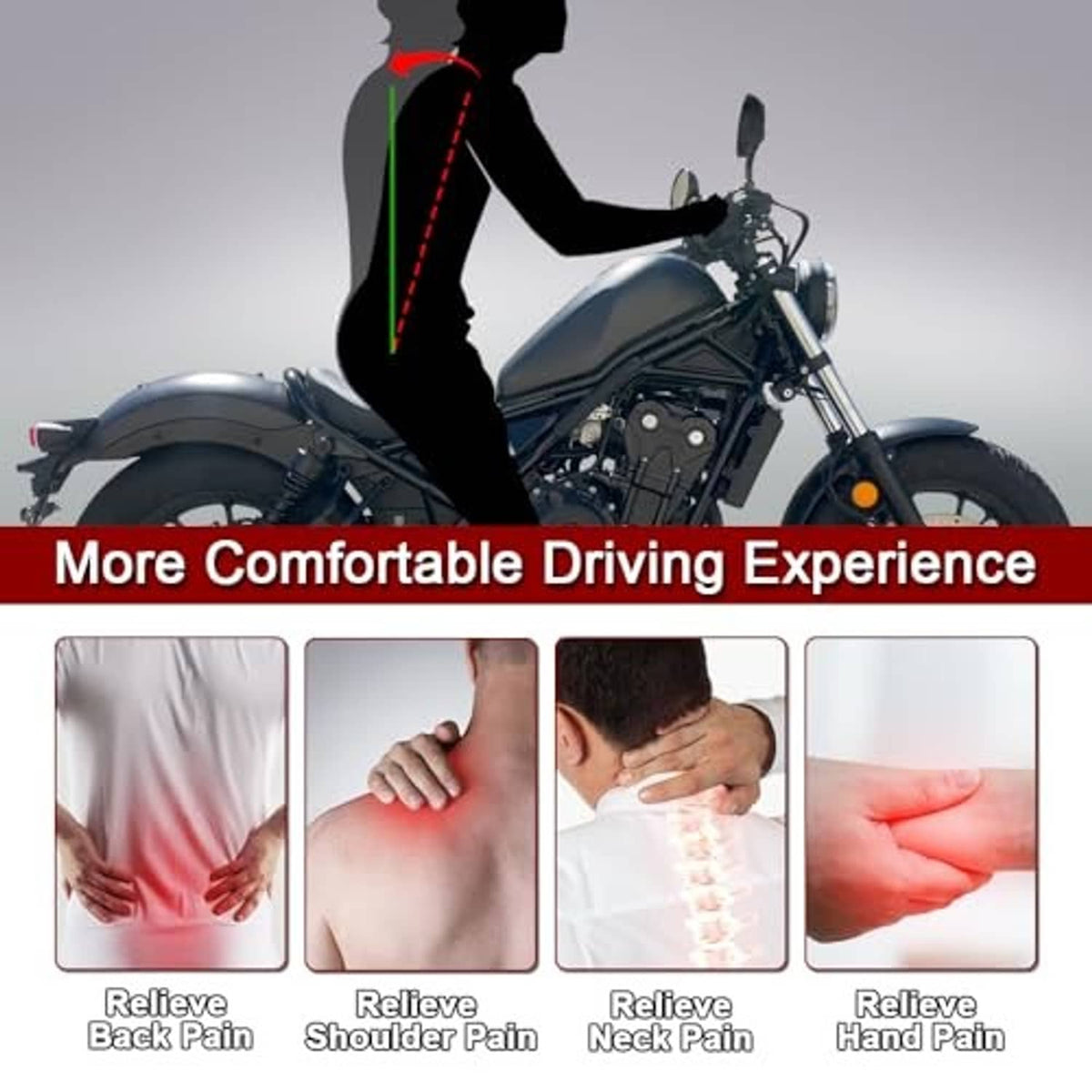 Motorcycle handlebars with a fitted handlebar riser for a more comfortable driving position