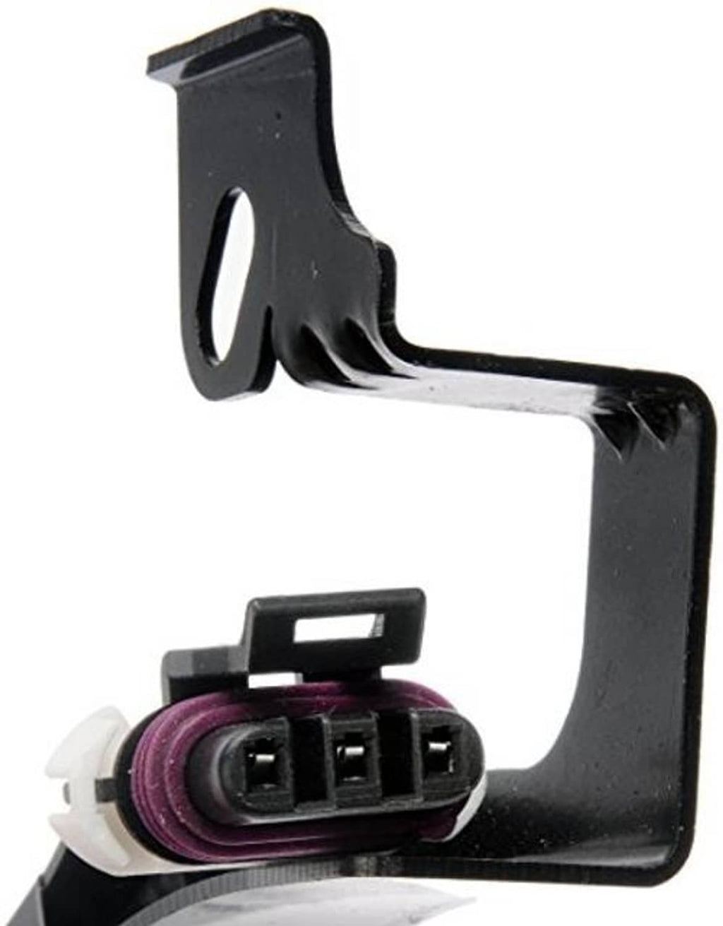 Cam position sensor connector with black bracket and purple-ring multi-pin connector.