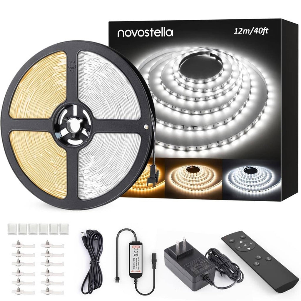 Tunable LED strip light reel and control box, 12m/40ft kit