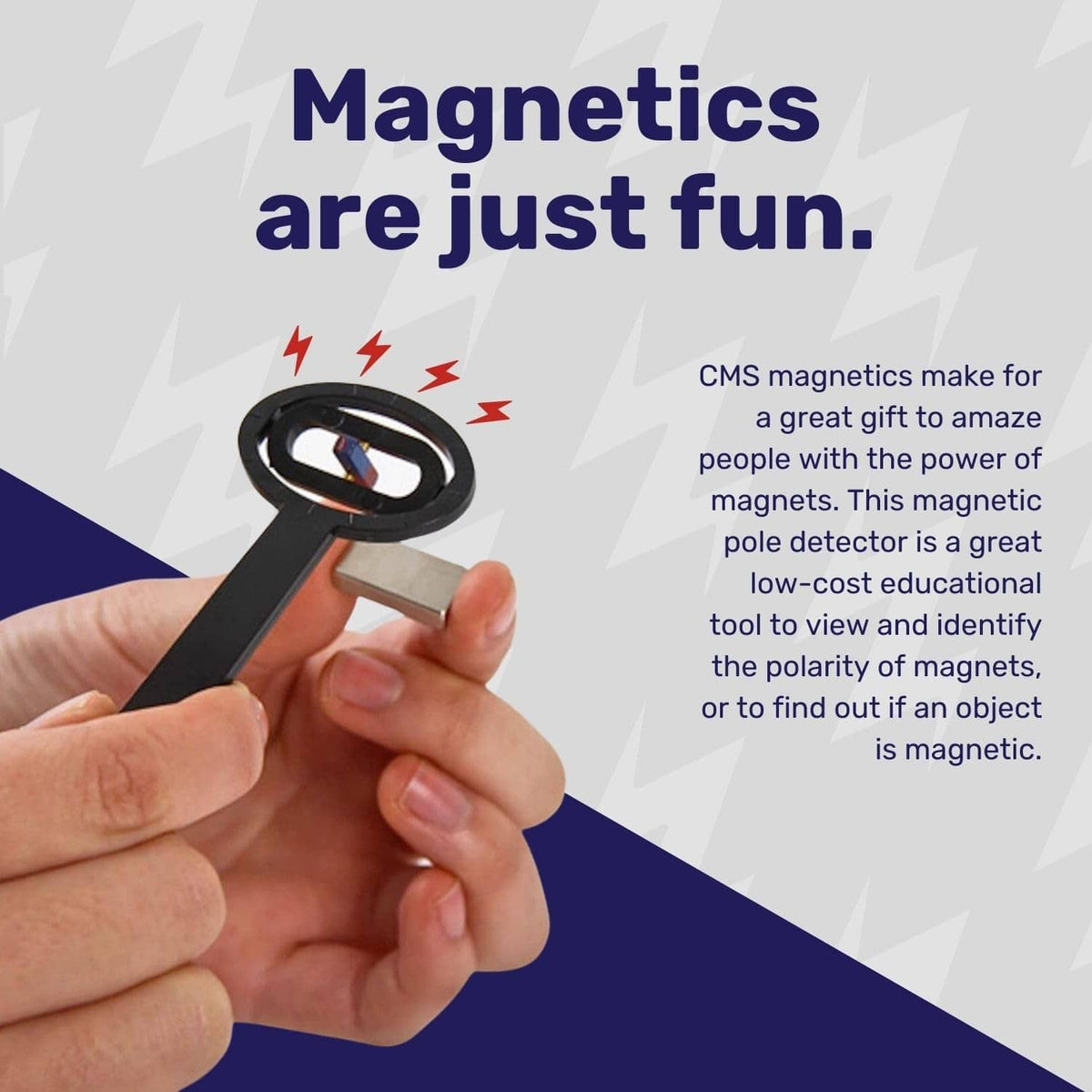 Magnetic pole detector held by hand with circular ring and metal magnet