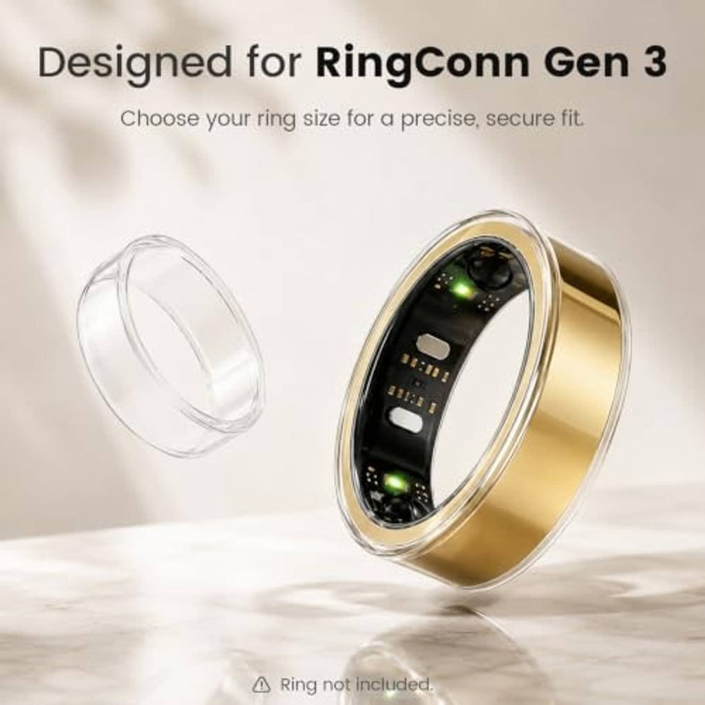 Crystal-clear TPU ring protector with gold-tone outer rim, ultra-thin