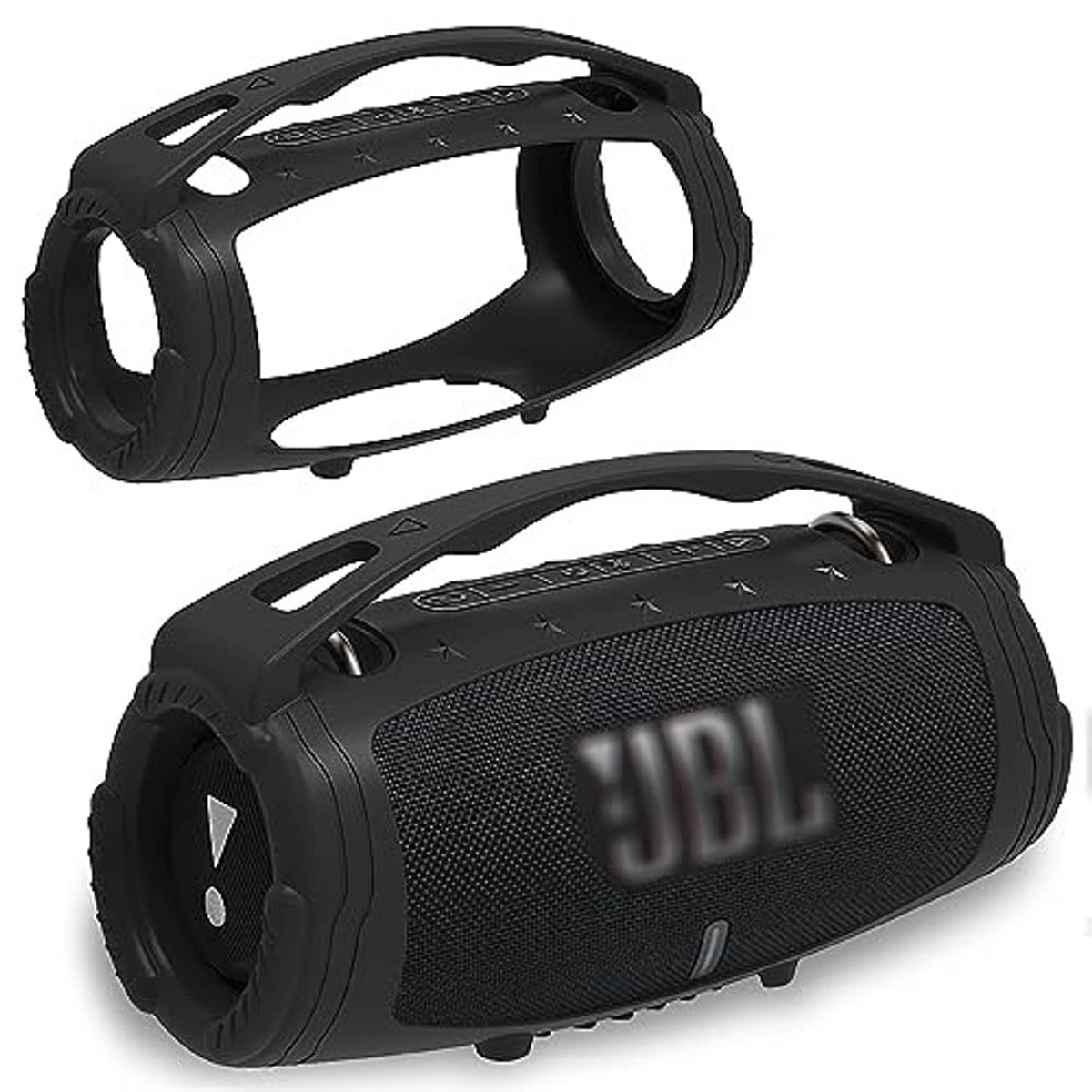 Black silicone case with cutouts and textured front grille cover