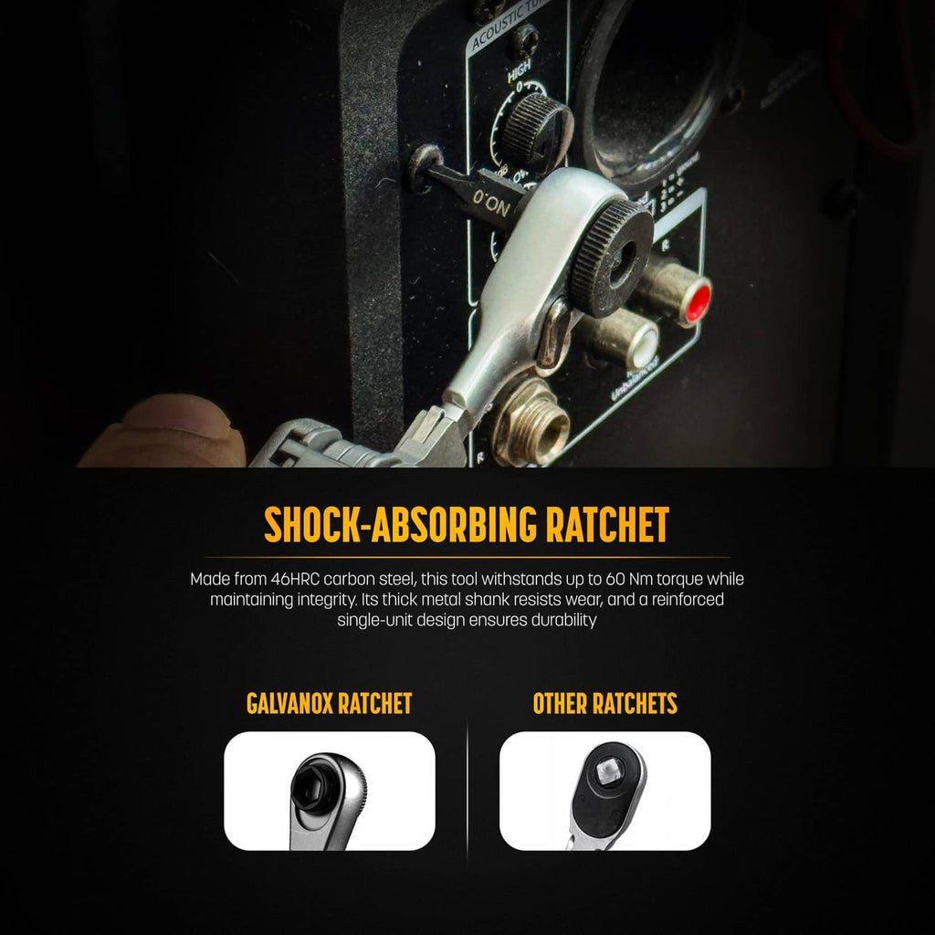 Shock-absorbing ratchet driver with black head and side control knob