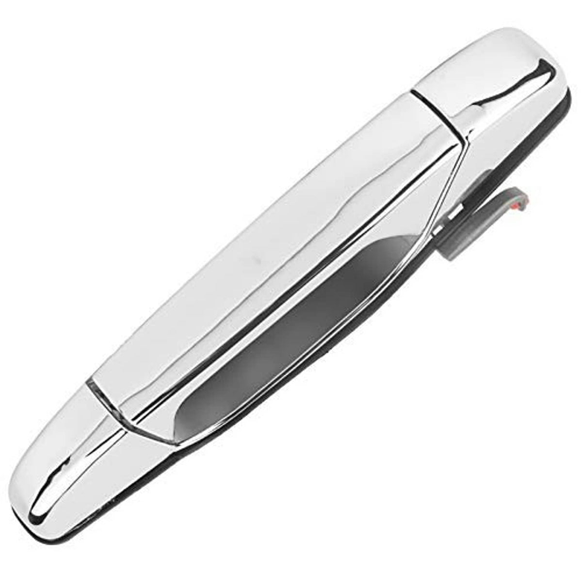 Front passenger exterior door handle, chrome finish with curved trim