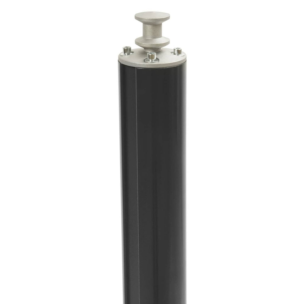 Black vertical pylon post with top flange and metal fasteners
