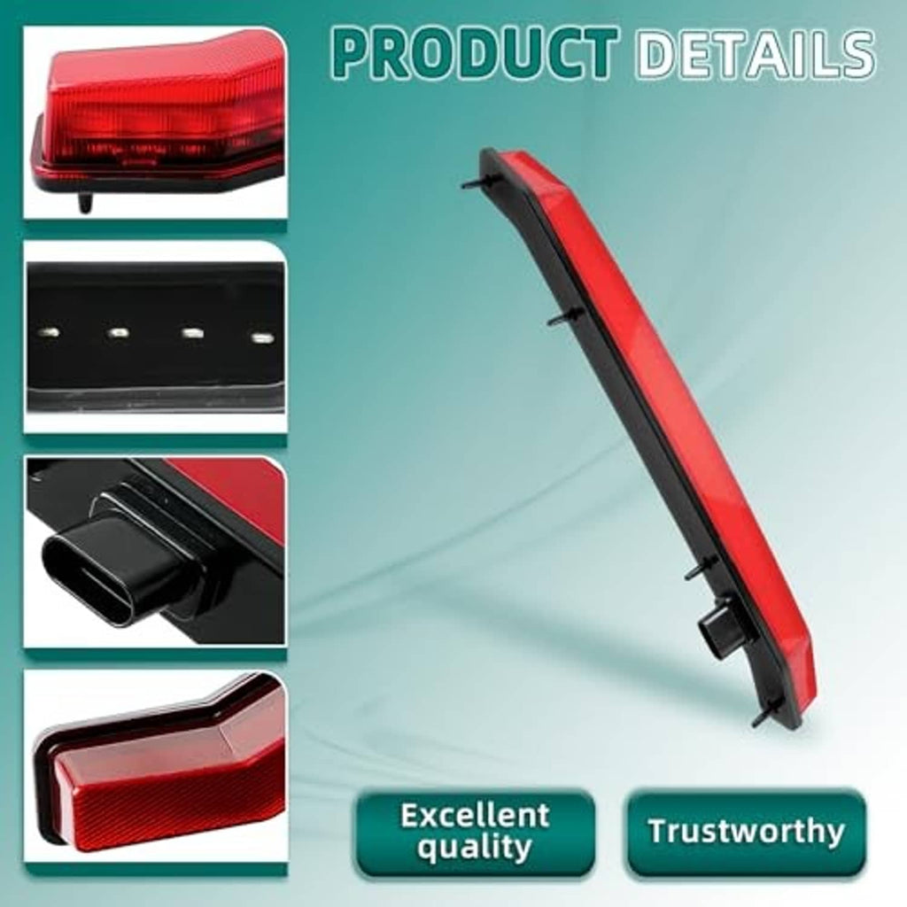 Rear LED center tail brake light with red lens and black housing, angled view