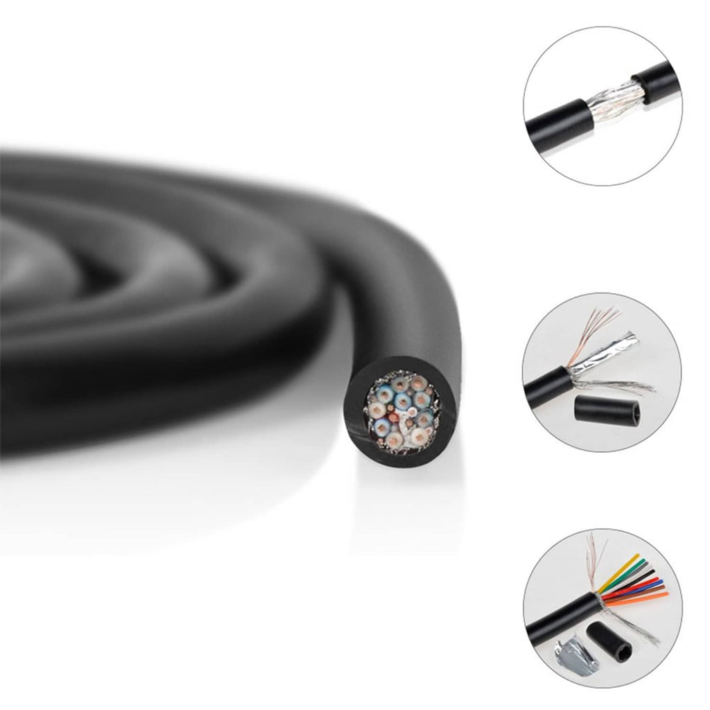 Black Ethernet-style cable showing inner twisted wires near connector ends
