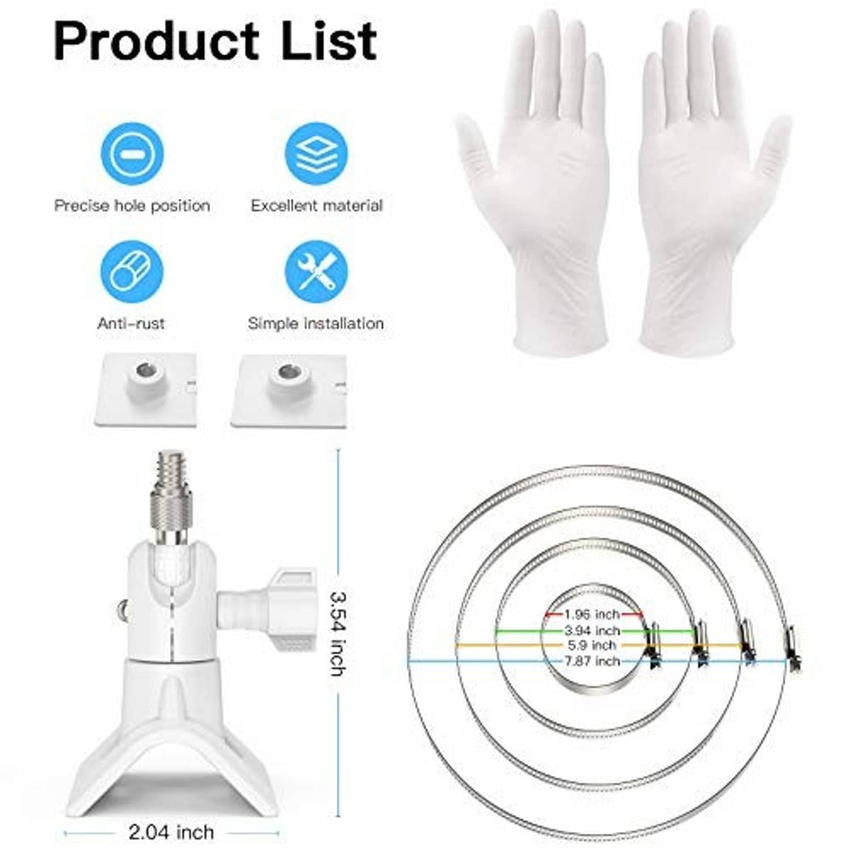 Universal solar panel mount installation kit with gloves, tripod base, and coiled cable