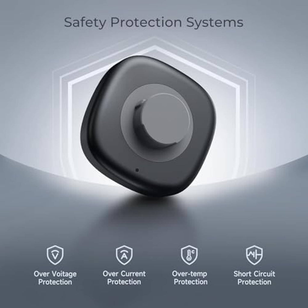 Charging dock with centered ring cradle and small status LED, rounded base