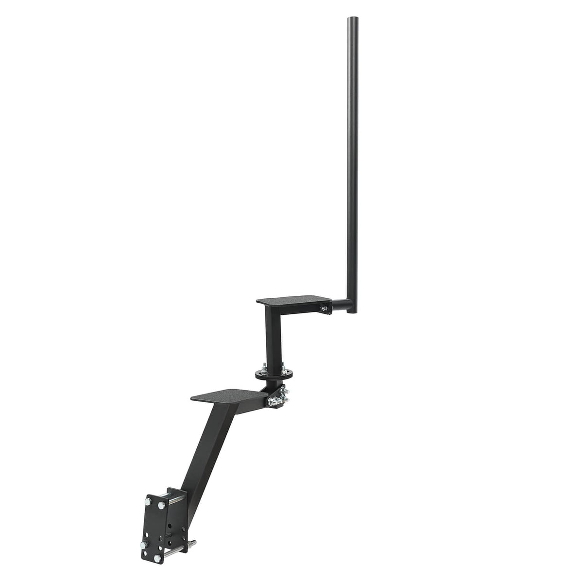 Dual boat trailer steps shown from side with handle and base mount