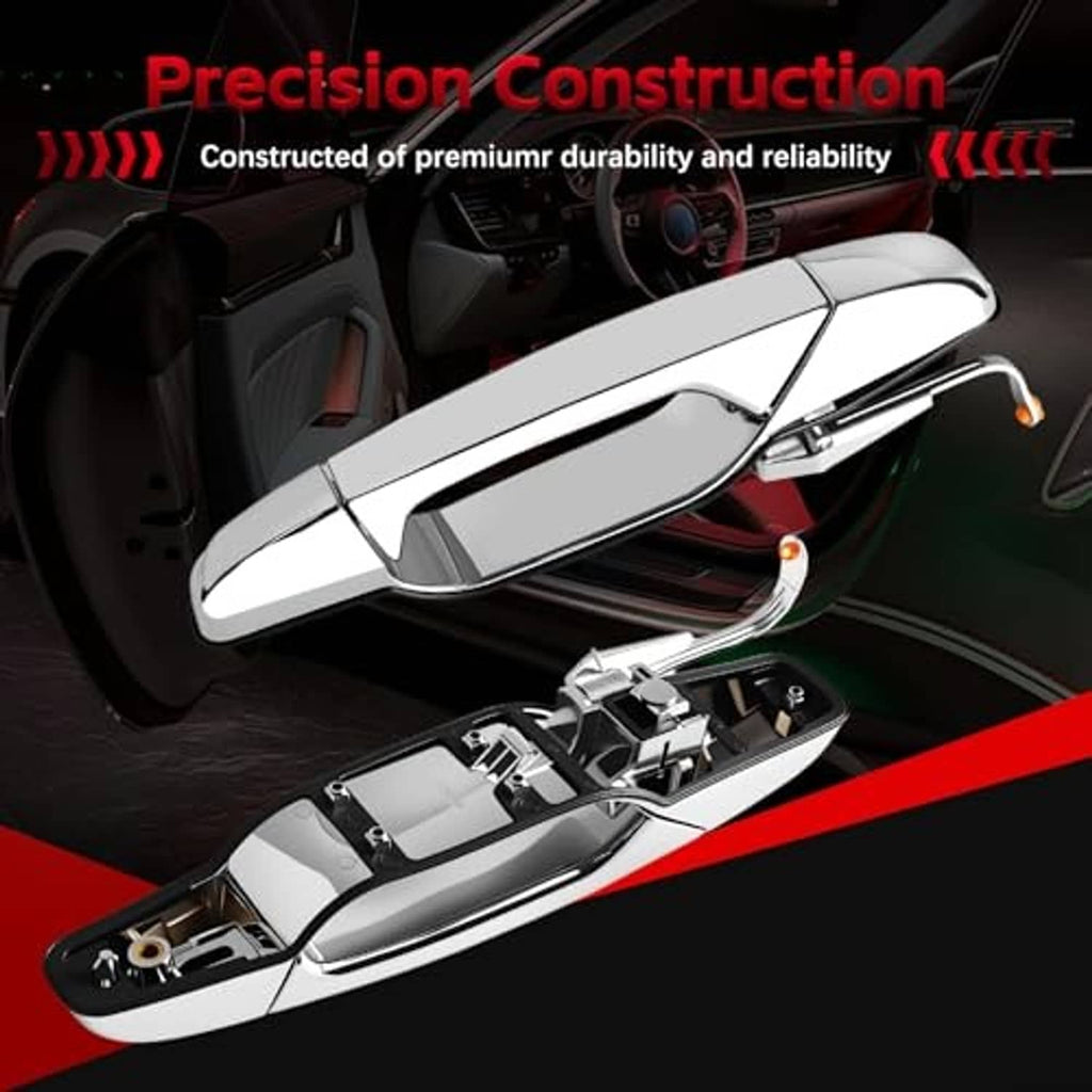 Chrome exterior door handle assembly with open interior housing and linkage
