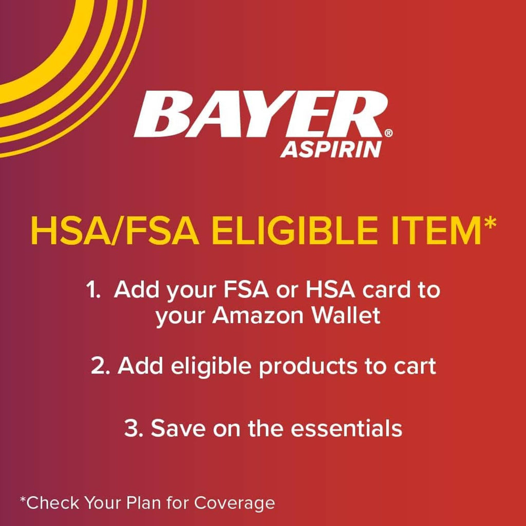 Bayer Aspirin panel showing HSA/FSA eligible item information