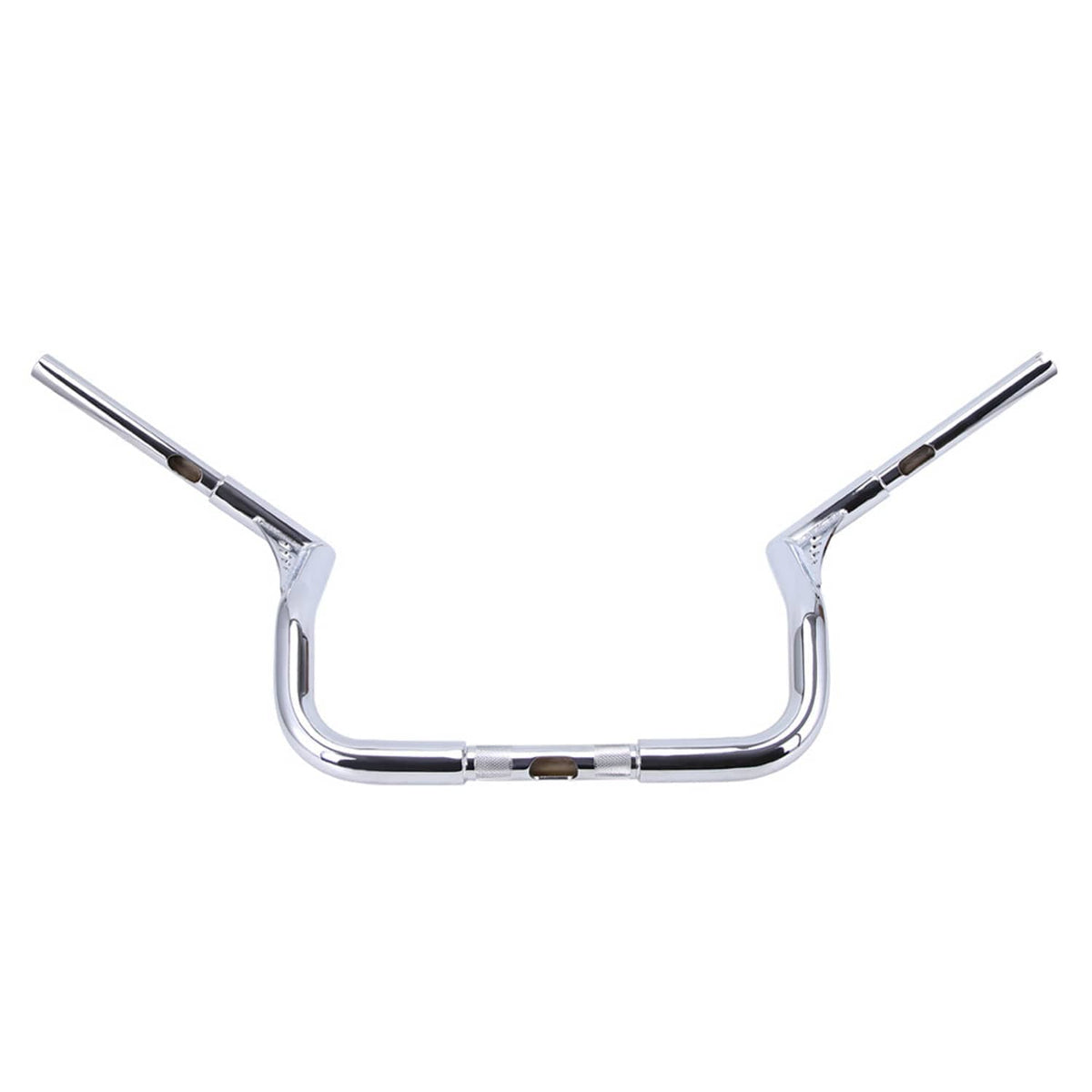 Chrome ape hanger handlebars, front view with tall rise
