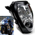 Motorcycle headlight headlamp assembly with clear lens and black housing