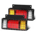 Pair of rectangular LED trailer tail lights with red, amber, and clear lens sections