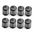 Set of 8 tire valve stem caps with black textured sides and engraved U.S. flag tops.