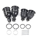 4-piece black ball joint kit with dust boots, retaining rings, and installation pins