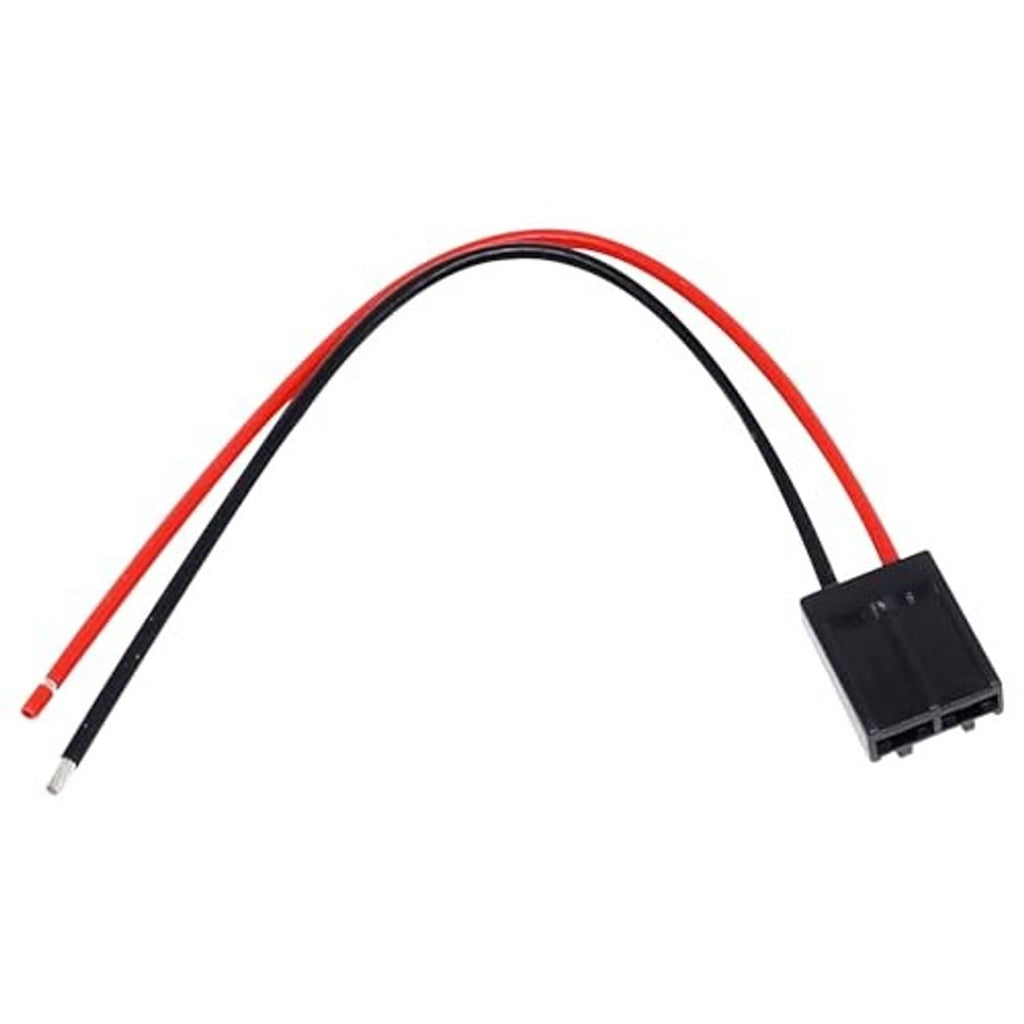 Wiring plug harness pigtail with red and black leads and rectangular connector housing
