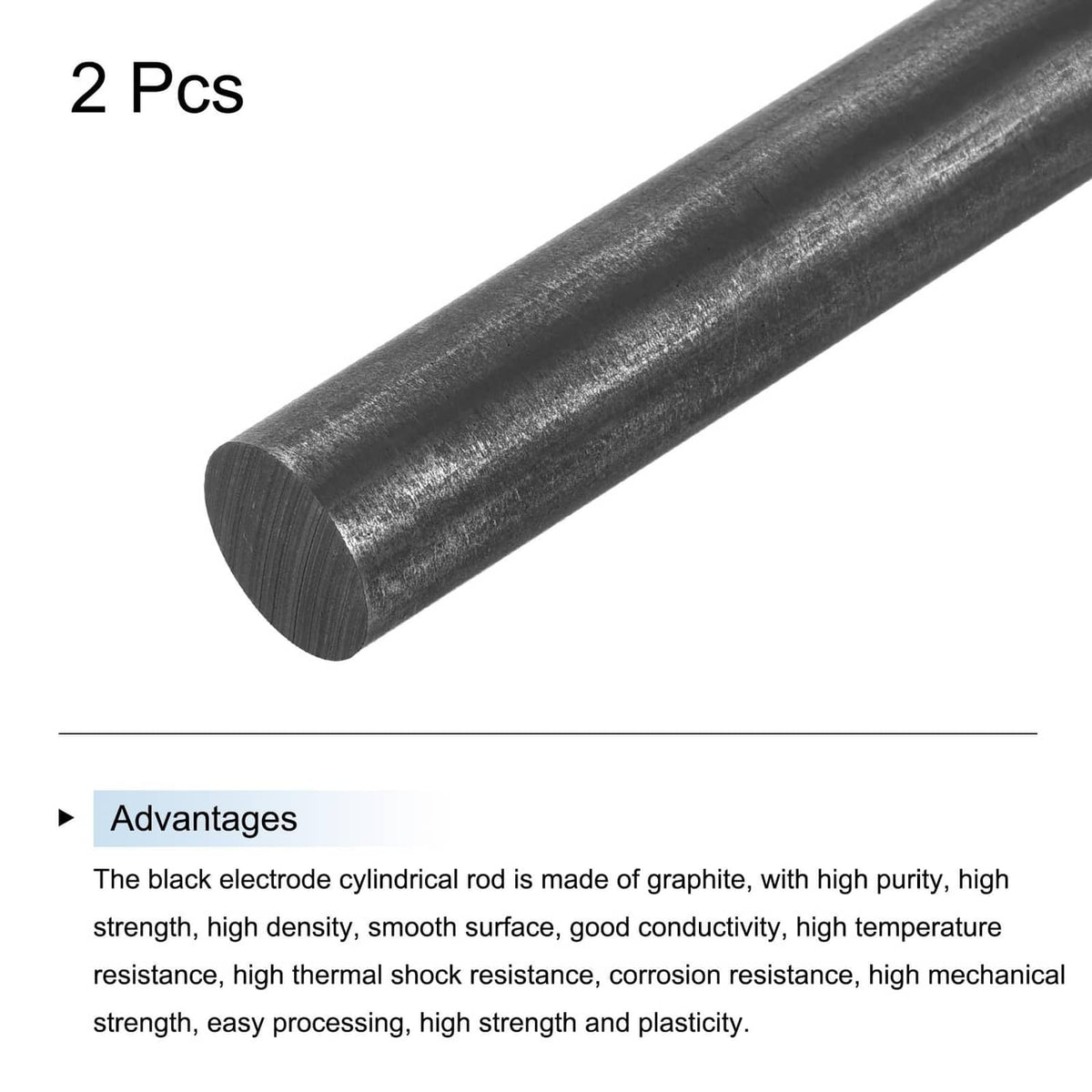 Graphite stirring rods set of 2, dark gray cylindrical sticks
